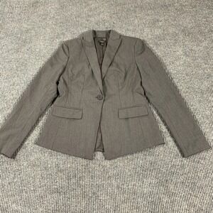 Ann Taylor Coat Womens 4 Gray Button Up Striped Blazer School Boy Teacher Career